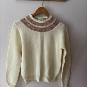 LEAP wool buttery cream sweater Patterned Yoke